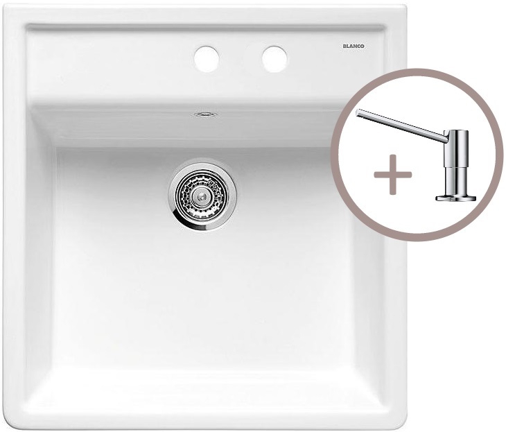 Kuchynský drez Blanco PANOR 60 žiarivo biela lesklá 514501 + dávkovač TORRE chróm