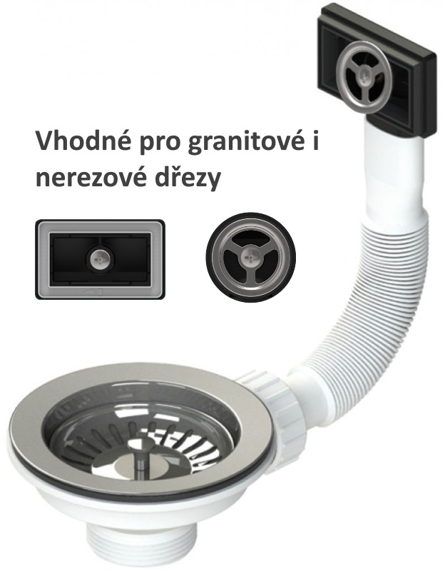 3,5 výpusť ku kuchynskému drezu s univerzálnym prepadom