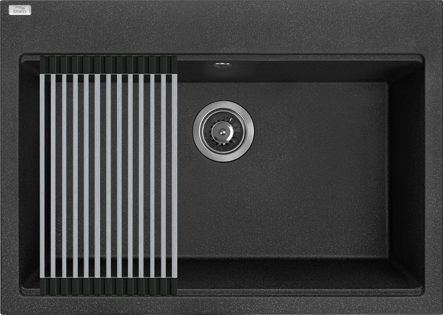 Kuchynský drez Laveo TAU SBT 7107 čierna + Rolovací odkvapkávač