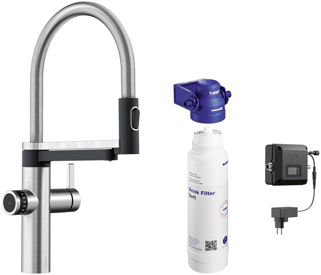 Drezová batéria Blanco EVOL-S PRO PVD steel + filtračná sada 526311
